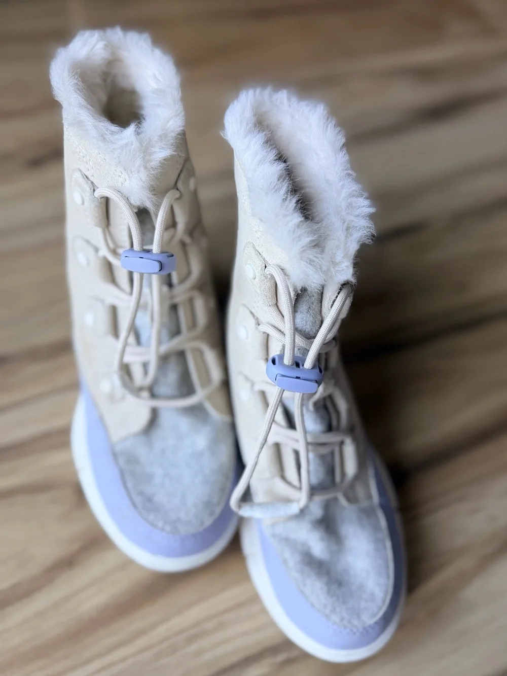 SOREL Kids' Explorer Waterproof Lace-Up Light Purple/Cream Winter Boots  Size 2
